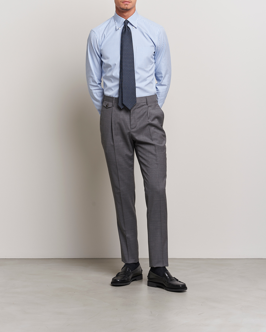 Homme | Chemises | Kamakura Shirts | Slim Fit Oxford BD Shirt Blue Bengal Stripe