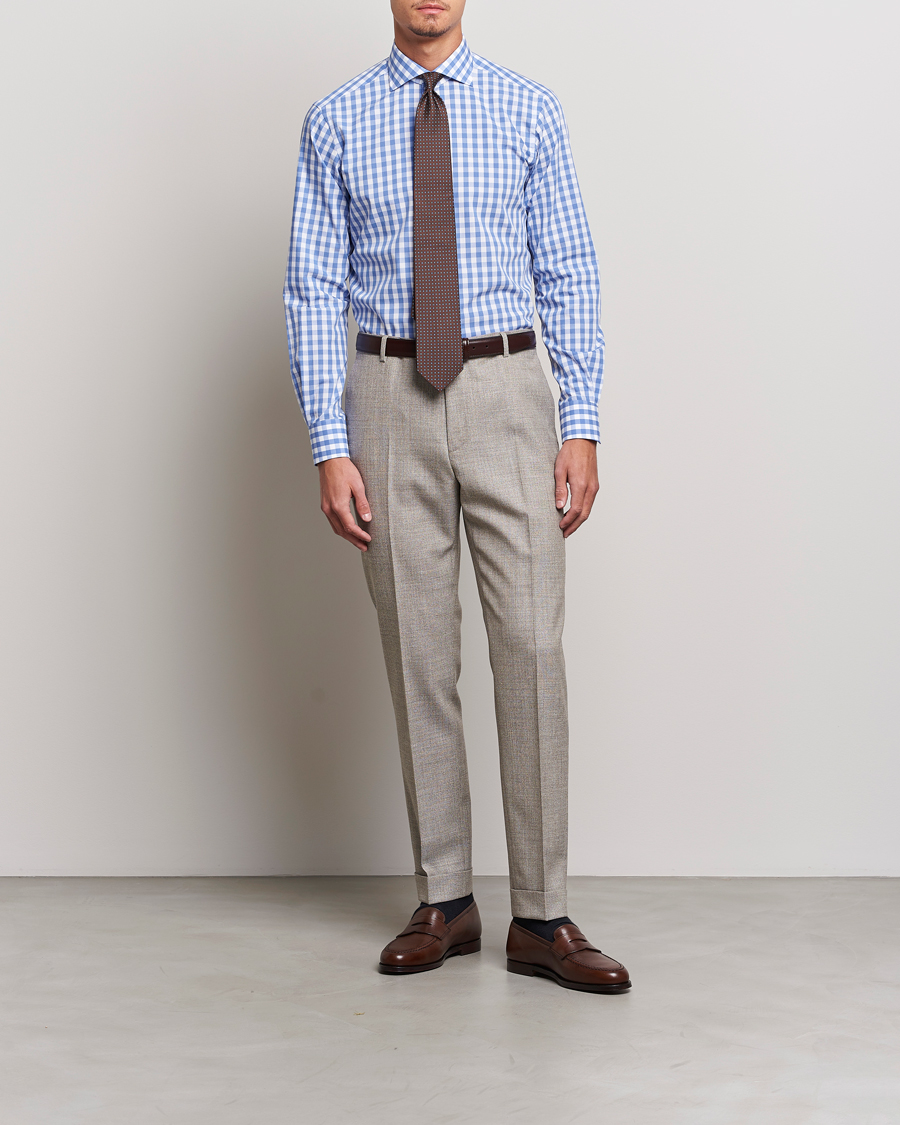 Homme | Chemises | Kamakura Shirts | Slim Fit Broadcloth Spread Shirt Blue Gingham