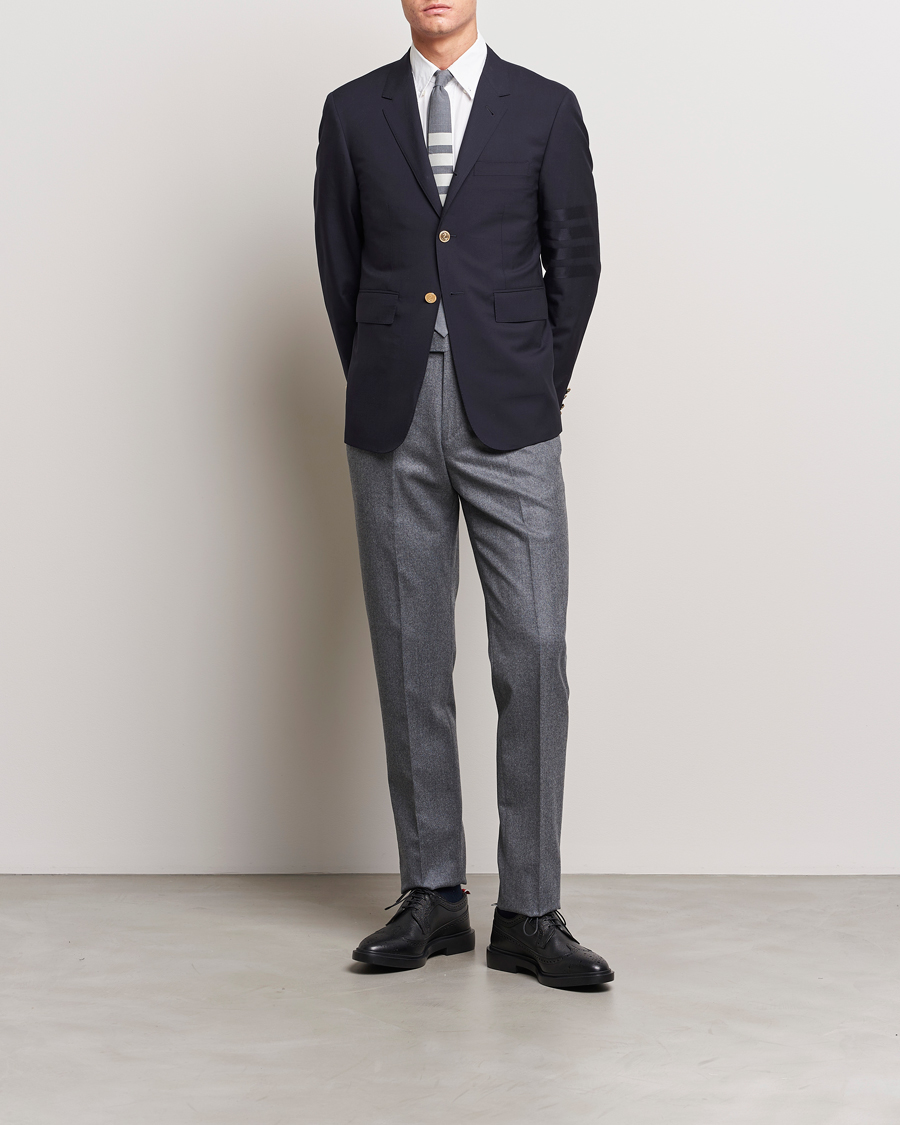 Homme | Blazers | Thom Browne | Tonal 4 Bar Wool Blazer Navy