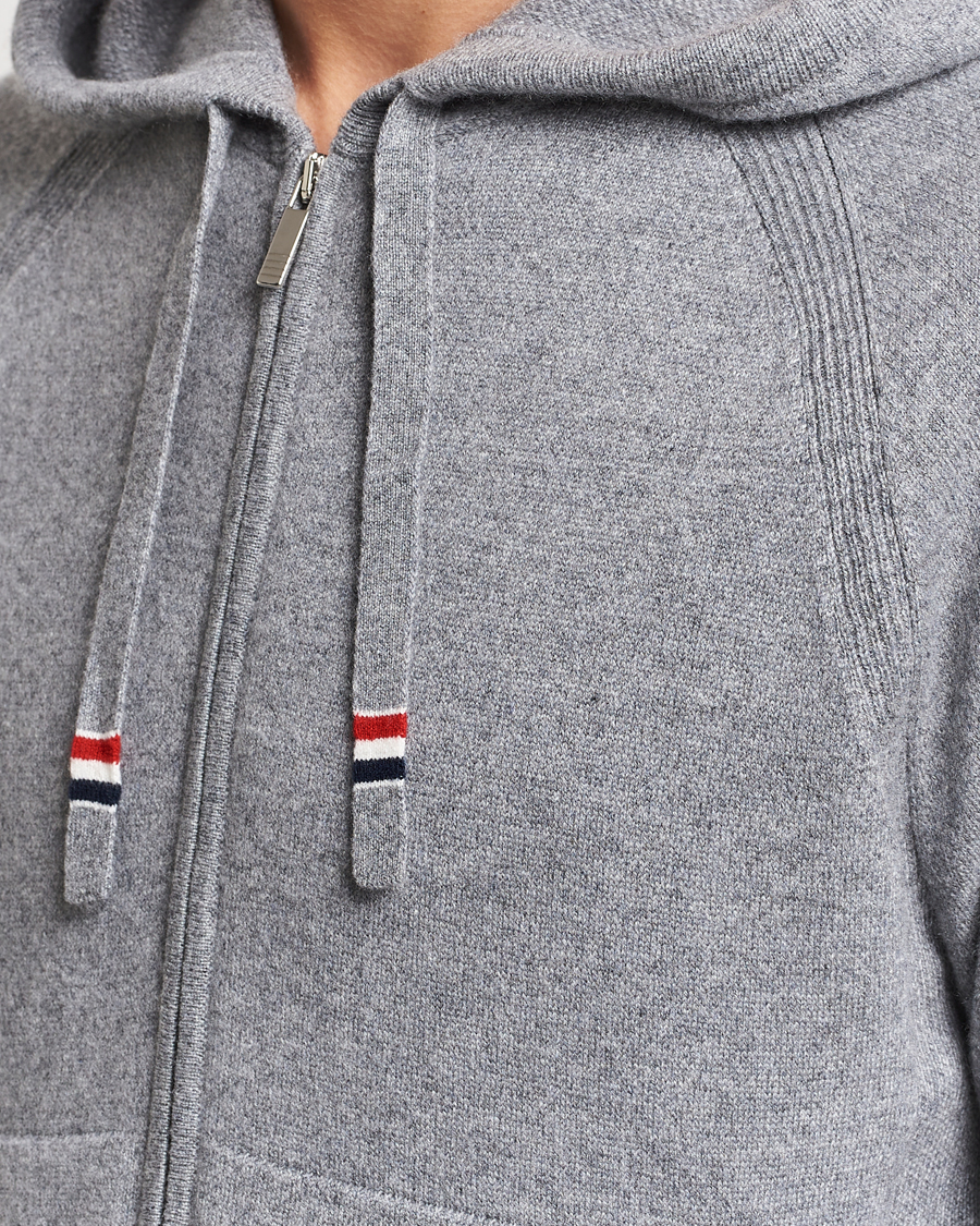 Homme | Pulls Et Tricots | Thom Browne | Cashmere Jersey Full Zip Hoodie Light Grey