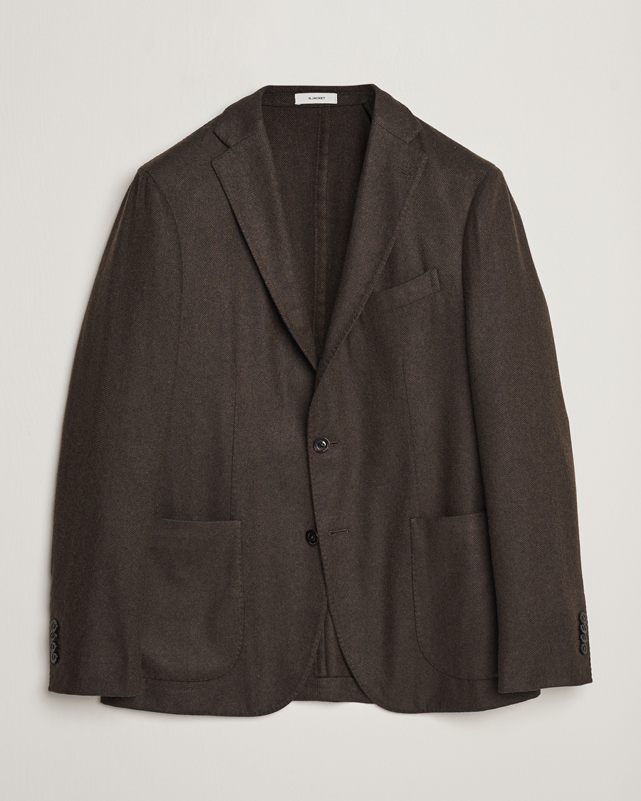Homme | Blazers | Boglioli | K Jacket Wool Herringbone Blazer Dark Brown