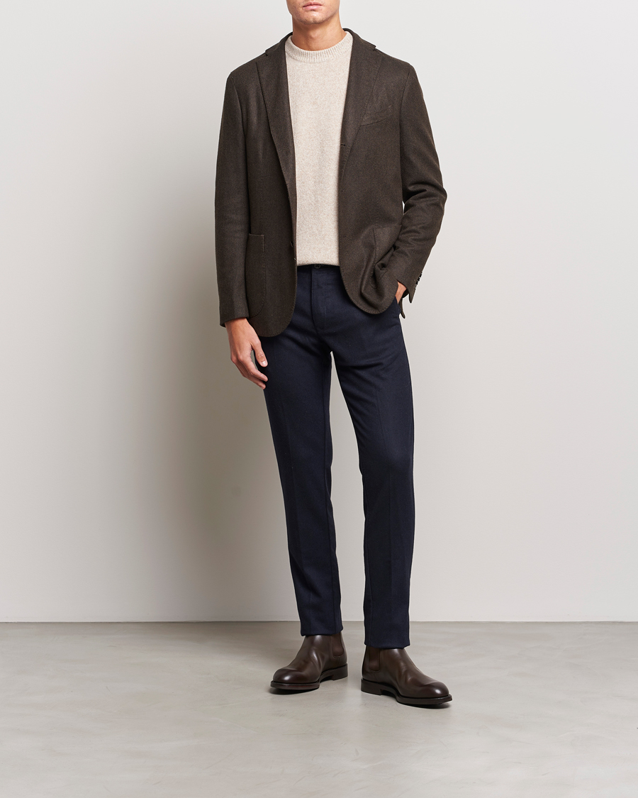 Homme | Blazers | Boglioli | K Jacket Wool Herringbone Blazer Dark Brown