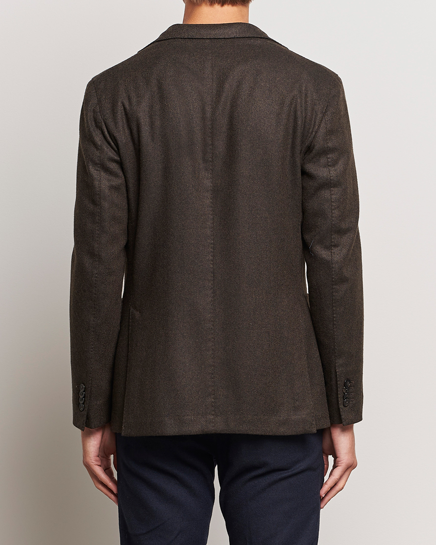 Homme | Blazers | Boglioli | K Jacket Wool Herringbone Blazer Dark Brown