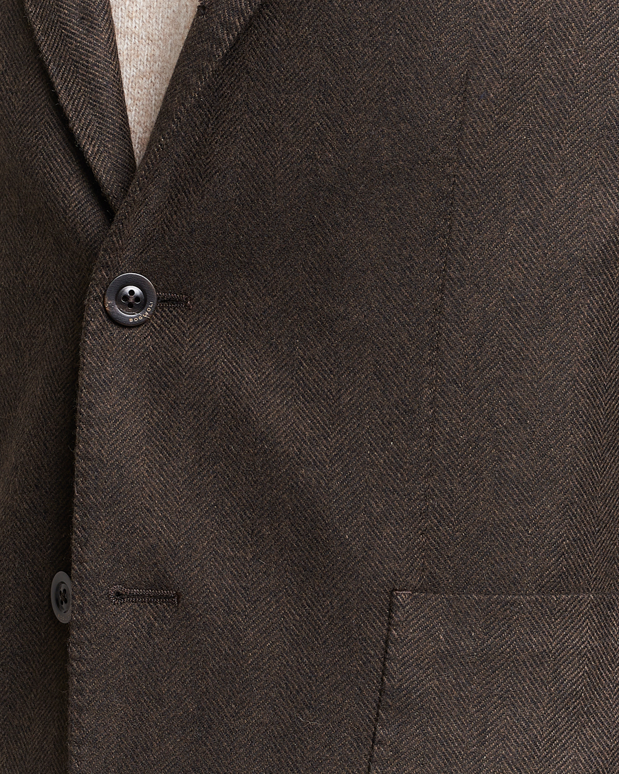 Homme | Blazers | Boglioli | K Jacket Wool Herringbone Blazer Dark Brown