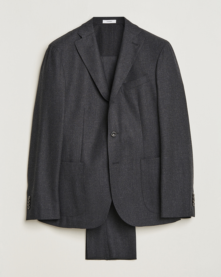 Homme | Costumes | Boglioli | K Jacket Light Flannel Suit Dark Grey