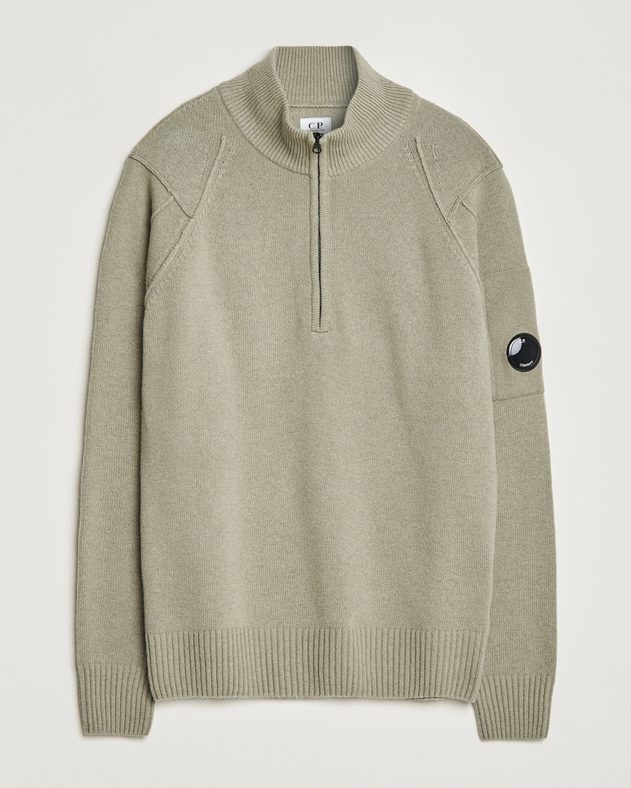 Homme | Pulls Et Tricots | C.P. Company | Lambswool Lens Half Zip Silver Sage