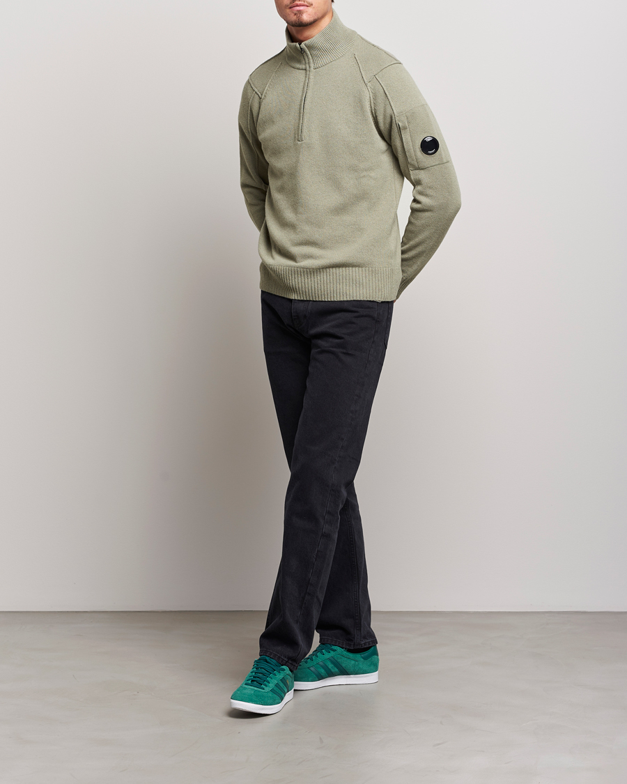 Homme | Pulls Et Tricots | C.P. Company | Lambswool Lens Half Zip Silver Sage