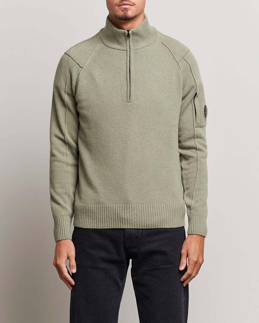 Homme | Pulls Et Tricots | C.P. Company | Lambswool Lens Half Zip Silver Sage