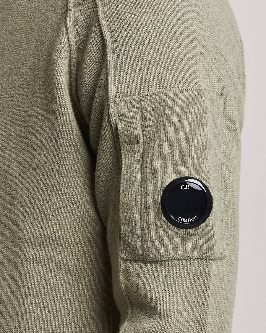Homme | Pulls Et Tricots | C.P. Company | Lambswool Lens Half Zip Silver Sage