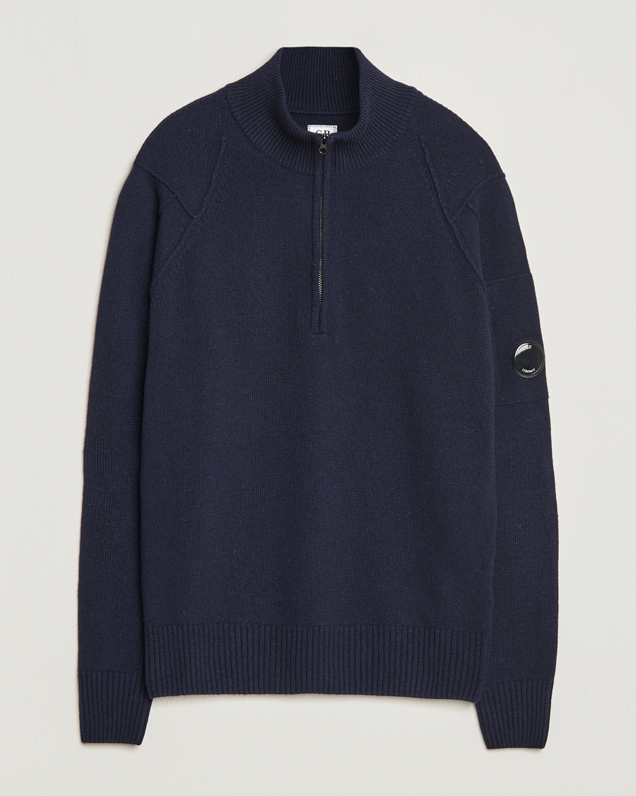 Homme | Pulls Et Tricots | C.P. Company | Lambswool Lens Half Zip Total Eclipse