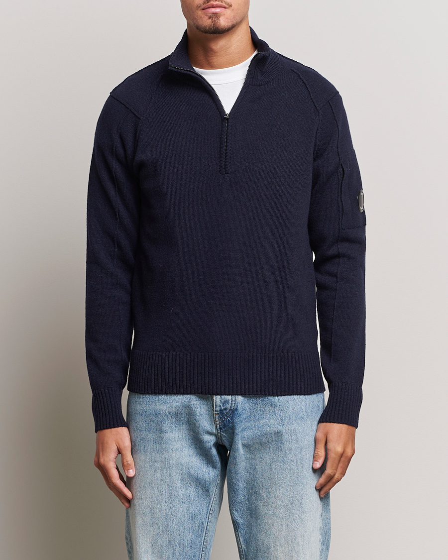 Homme | Pulls Et Tricots | C.P. Company | Lambswool Lens Half Zip Total Eclipse