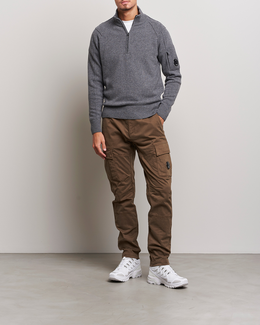 Homme | Pulls Et Tricots | C.P. Company | Lambswool Lens Half Zip Grey Marl