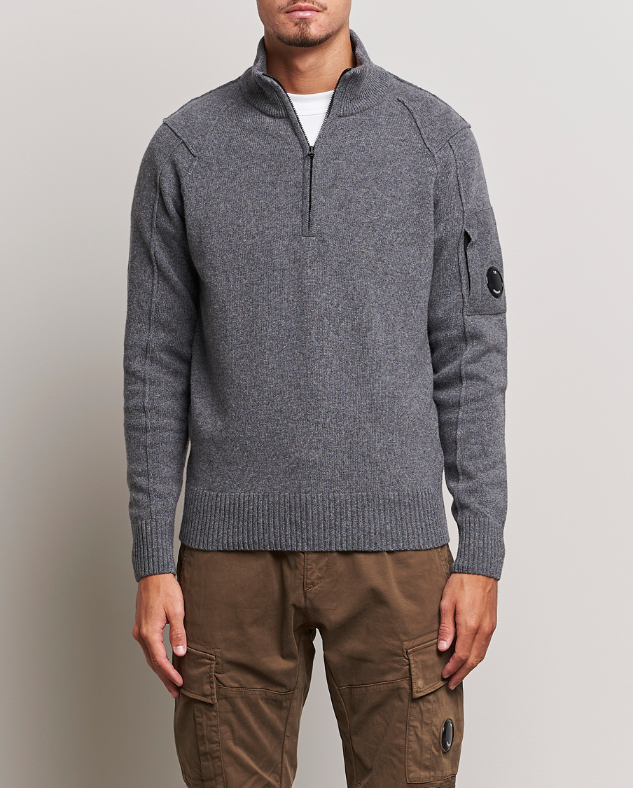 Homme | Pulls Et Tricots | C.P. Company | Lambswool Lens Half Zip Grey Marl