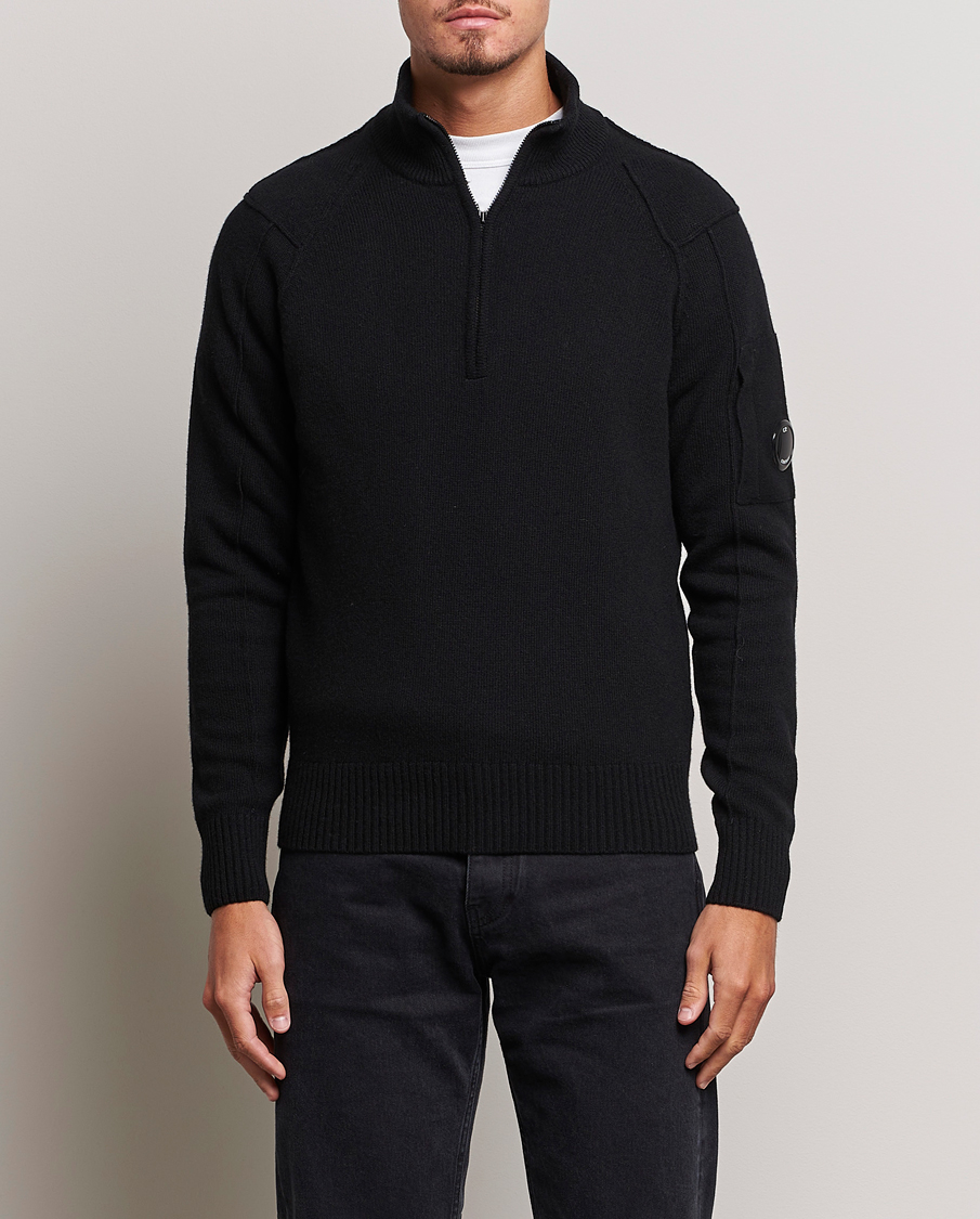 Homme | Pulls Et Tricots | C.P. Company | Lambswool Lens Half Zip Black