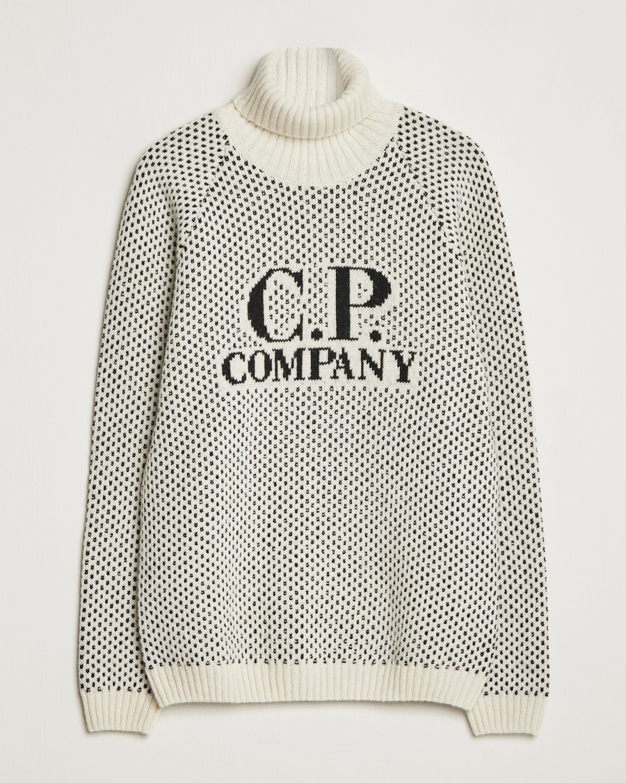 Homme | Pulls Et Tricots | C.P. Company | Wool Jaquard CP 3 Knitted Rollneck White