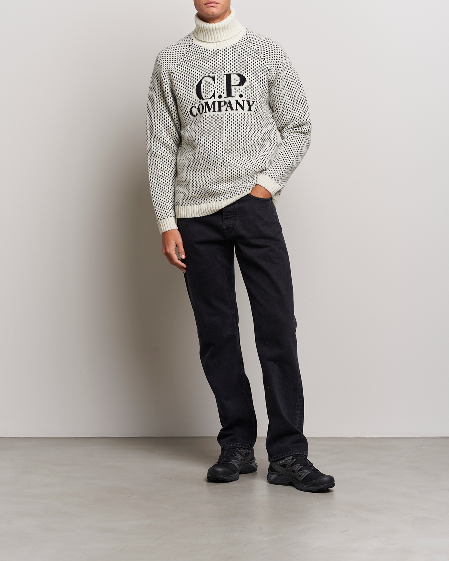 Homme | Pulls Et Tricots | C.P. Company | Wool Jaquard CP 3 Knitted Rollneck White