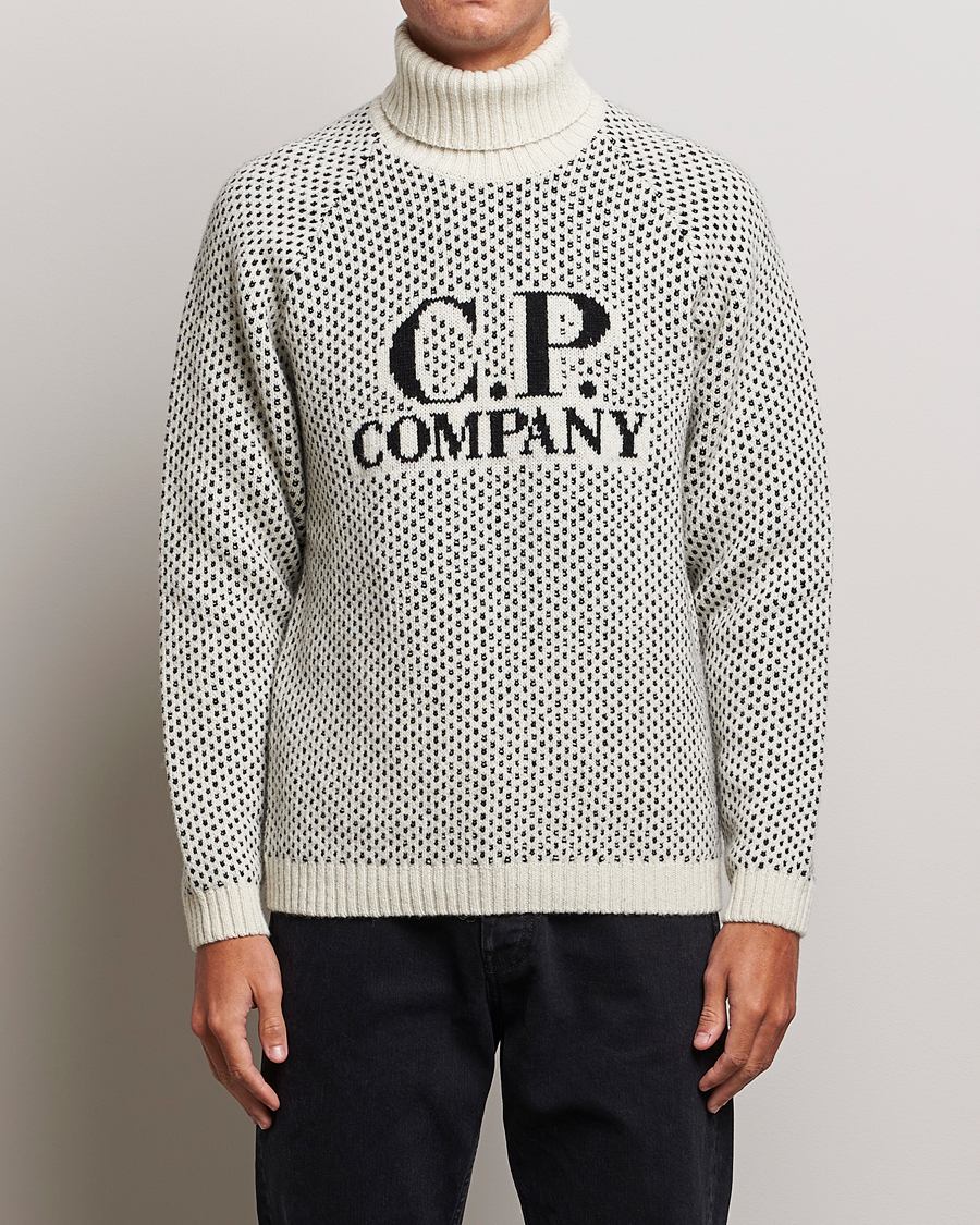 Homme | Pulls Et Tricots | C.P. Company | Wool Jaquard CP 3 Knitted Rollneck White