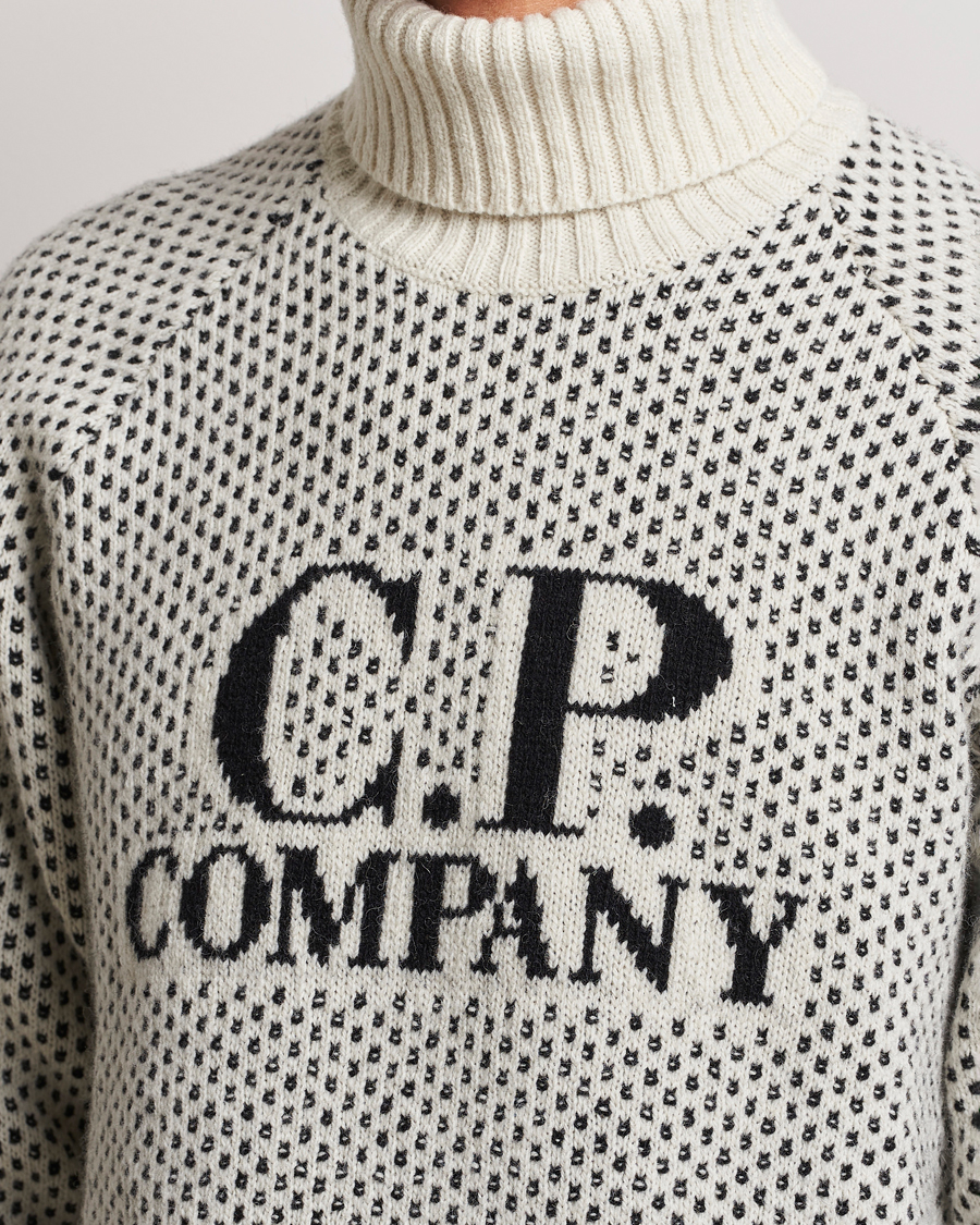 Homme | Pulls Et Tricots | C.P. Company | Wool Jaquard CP 3 Knitted Rollneck White