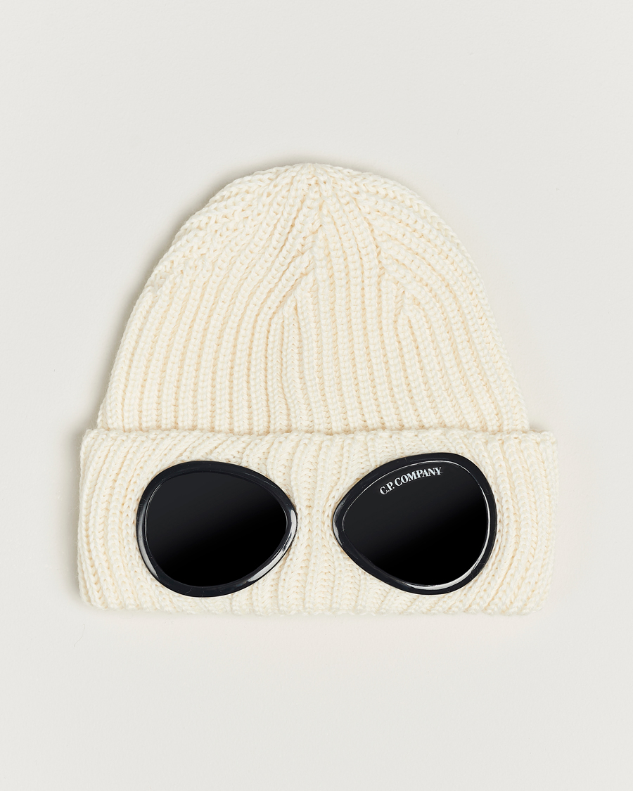 Homme | C.P. Company Knitted Merino Goggle Beanie White | C.P. Company | Knitted Merino Goggle Beanie White