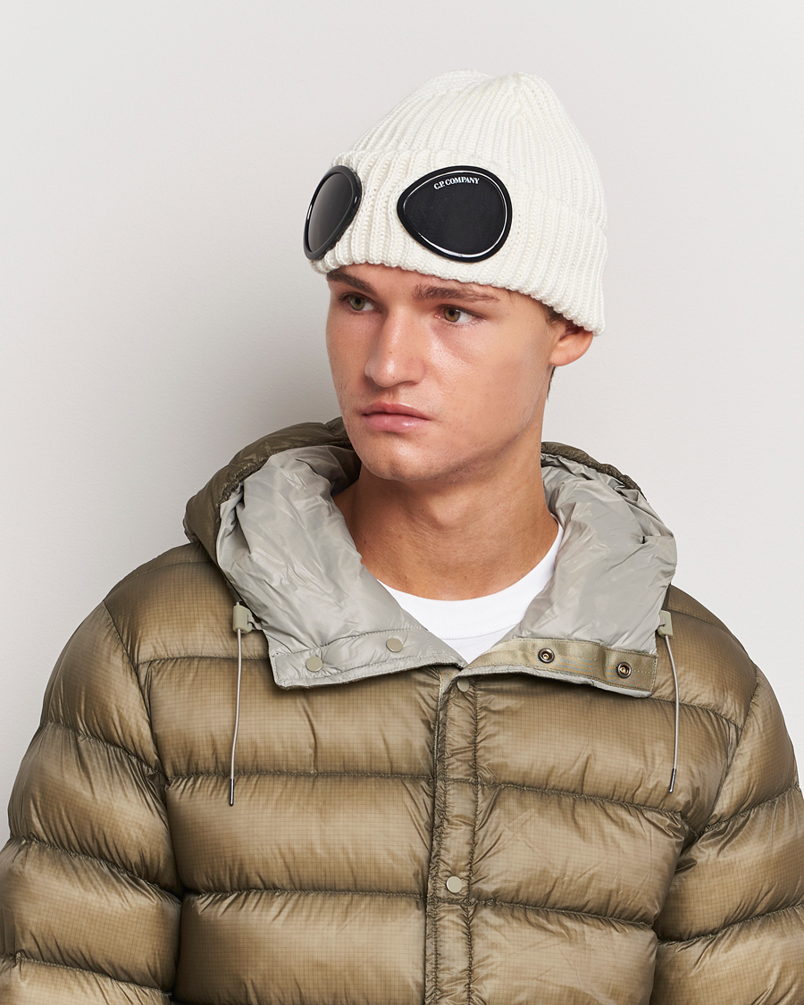 Homme | C.P. Company Knitted Merino Goggle Beanie White | C.P. Company | Knitted Merino Goggle Beanie White