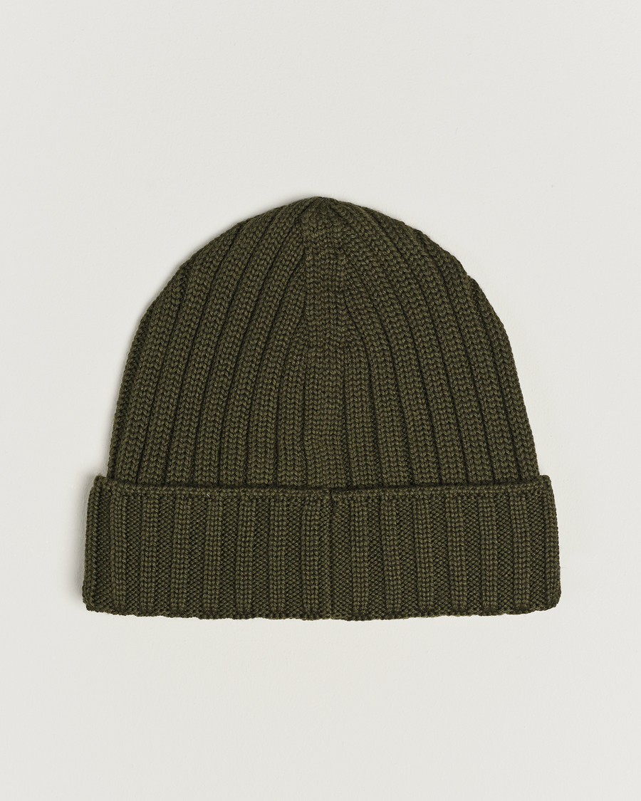 Homme | C.P. Company Knitted Merino Logo Beanie Olive | C.P. Company | Knitted Merino Logo Beanie Olive