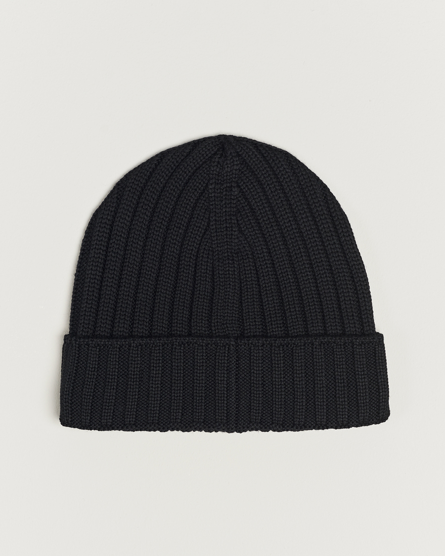 Homme | C.P. Company Knitted Merino Logo Beanie Black | C.P. Company | Knitted Merino Logo Beanie Black