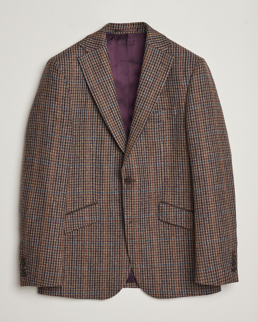 Homme | Blazers | Walker Slater | Edward Lambswool Houndstooth Blazer Brown/Navy