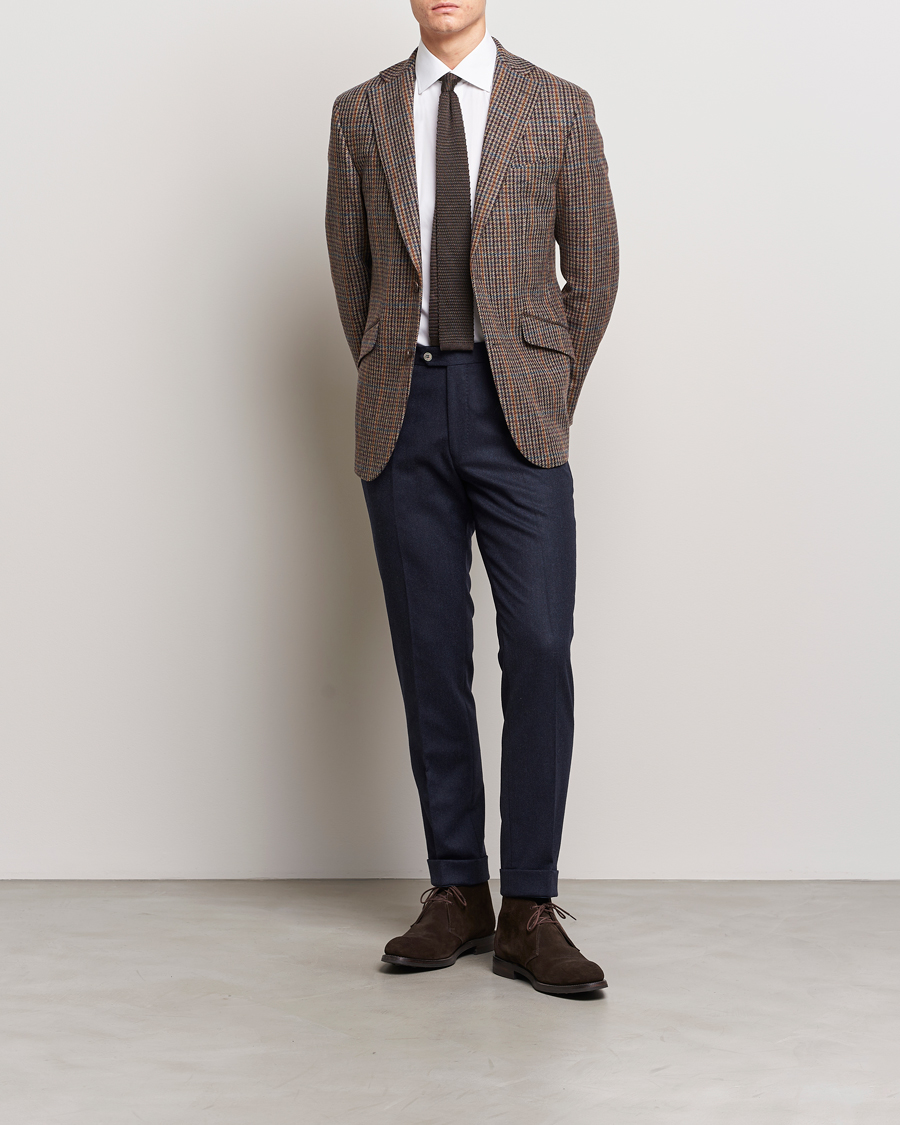 Homme | Blazers | Walker Slater | Edward Lambswool Houndstooth Blazer Brown/Navy