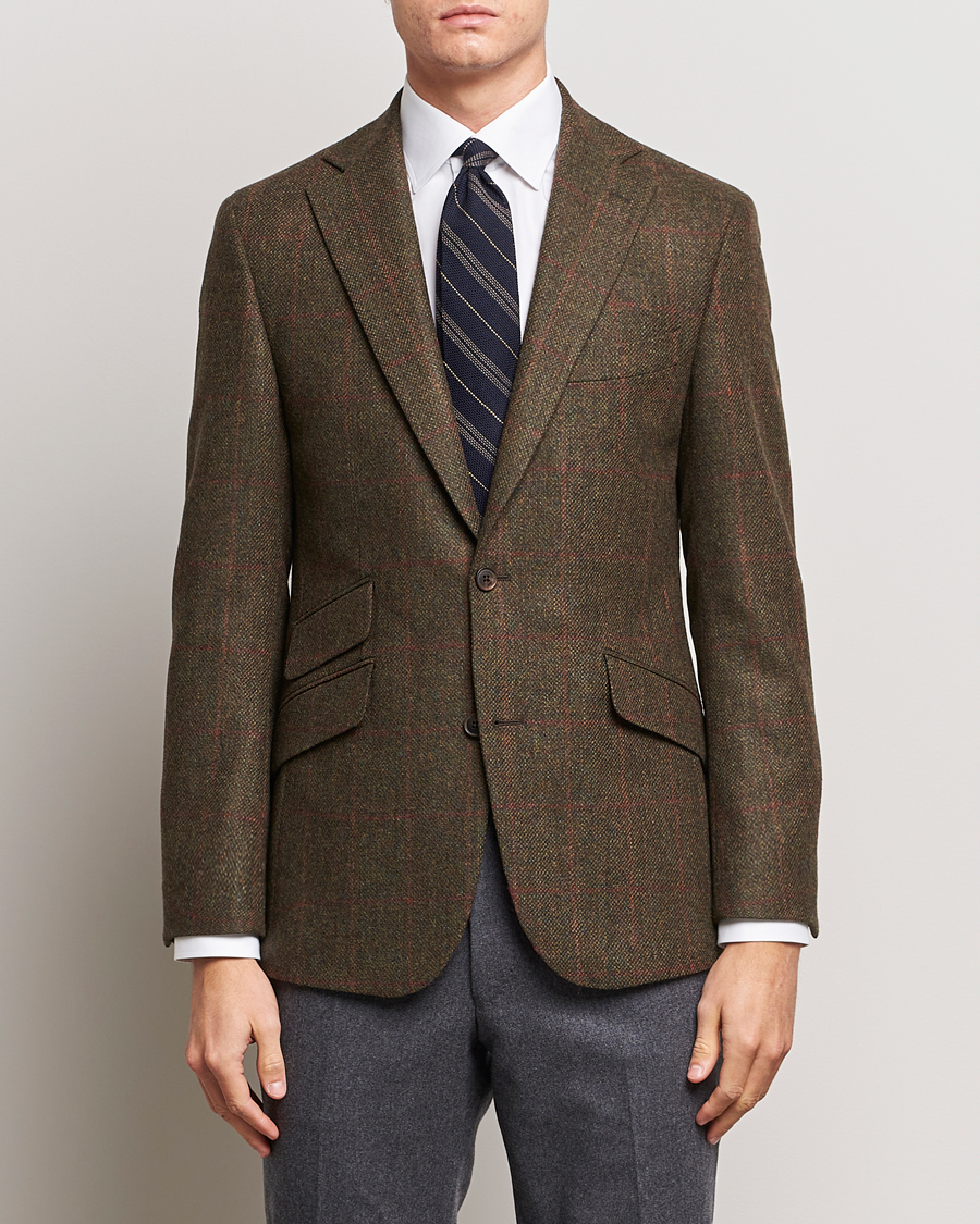 Homme | Blazers | Walker Slater | Edward Lambswool Windowpane Blazer Green