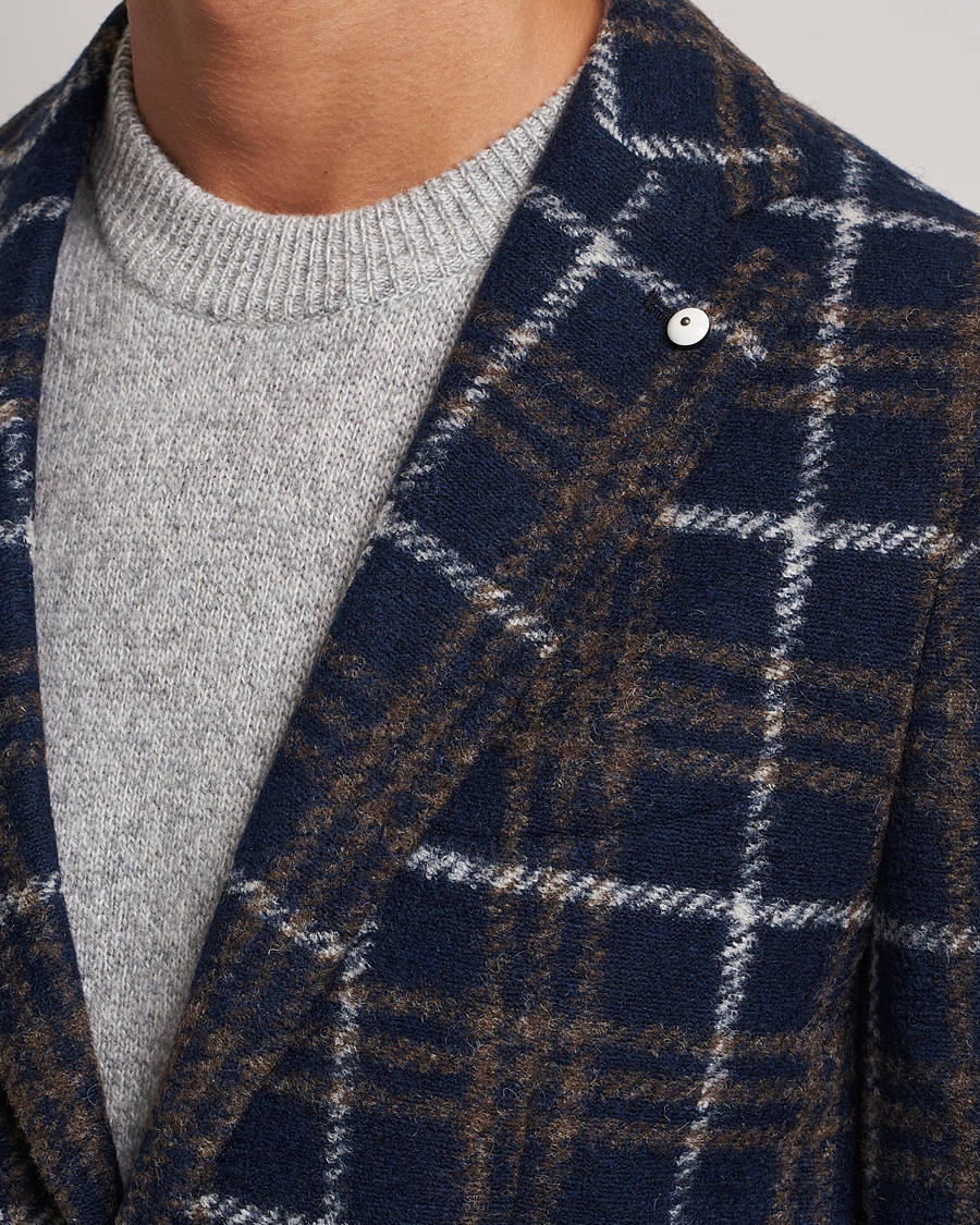 Homme | Blazers | L.B.M. 1911 | Jack Checked Wool Jersey Blazer Navy