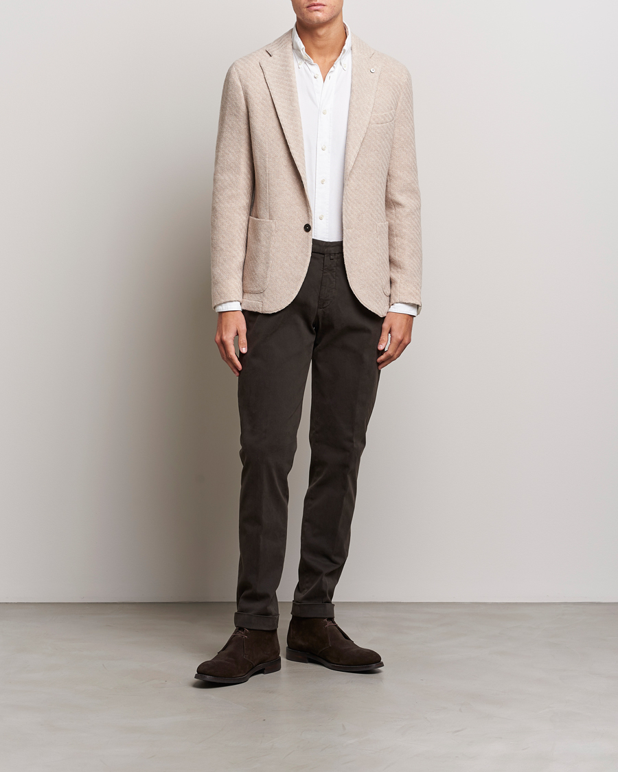 Homme | Blazers | L.B.M. 1911 | Knitted Punto Wool Structure Blazer Beige