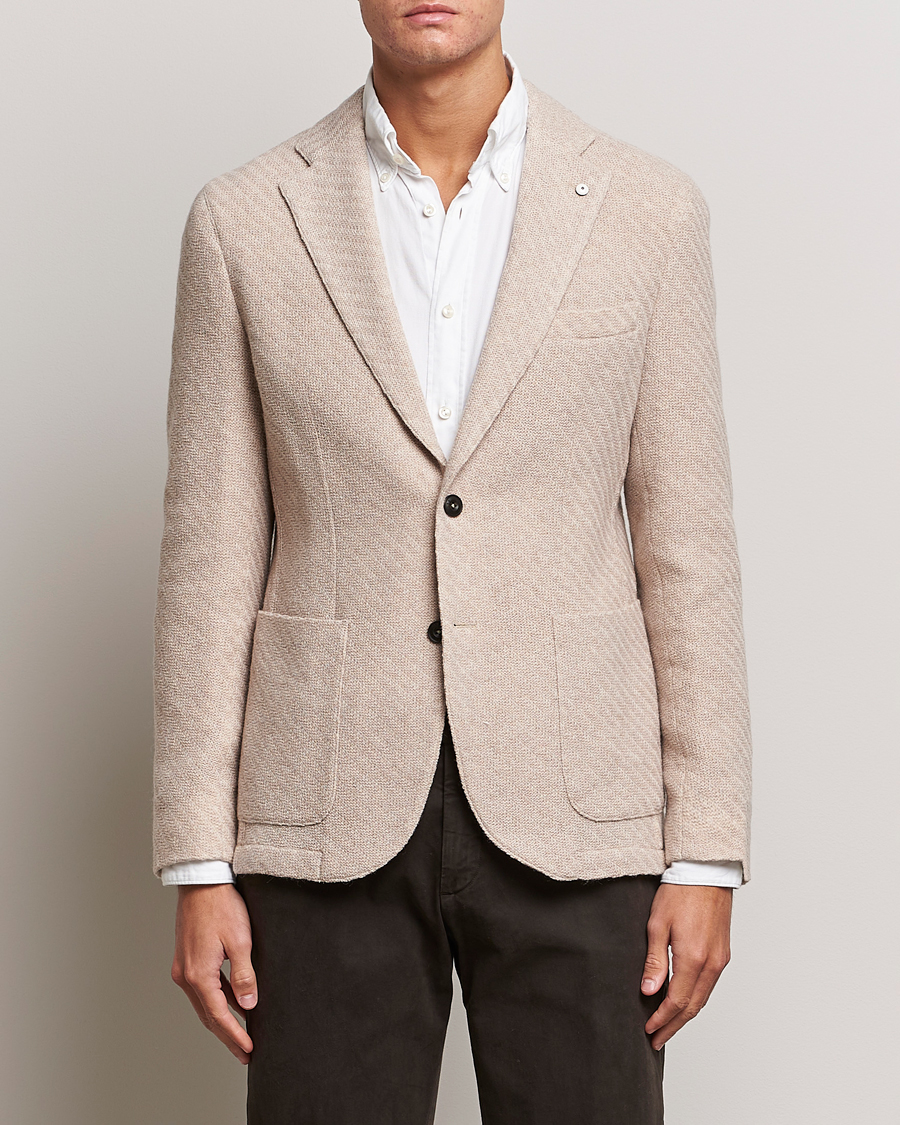 Homme | Blazers | L.B.M. 1911 | Knitted Punto Wool Structure Blazer Beige