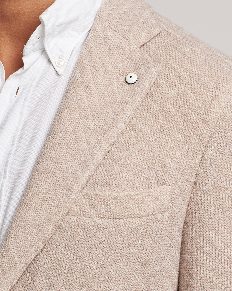 Homme | Blazers | L.B.M. 1911 | Knitted Punto Wool Structure Blazer Beige