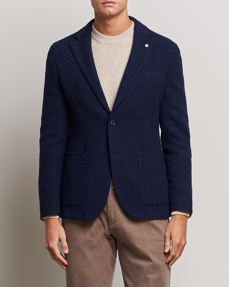 Homme | Blazers | L.B.M. 1911 | Knitted Punto Wool Structure Blazer Navy