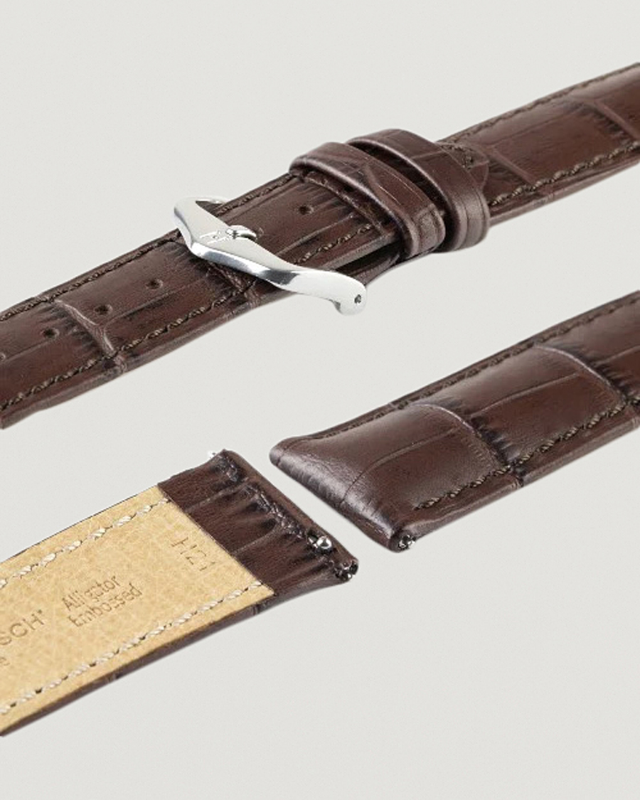 Homme | Bracelets De Montres | HIRSCH | Duke Embossed Leather Watch Strap Brown