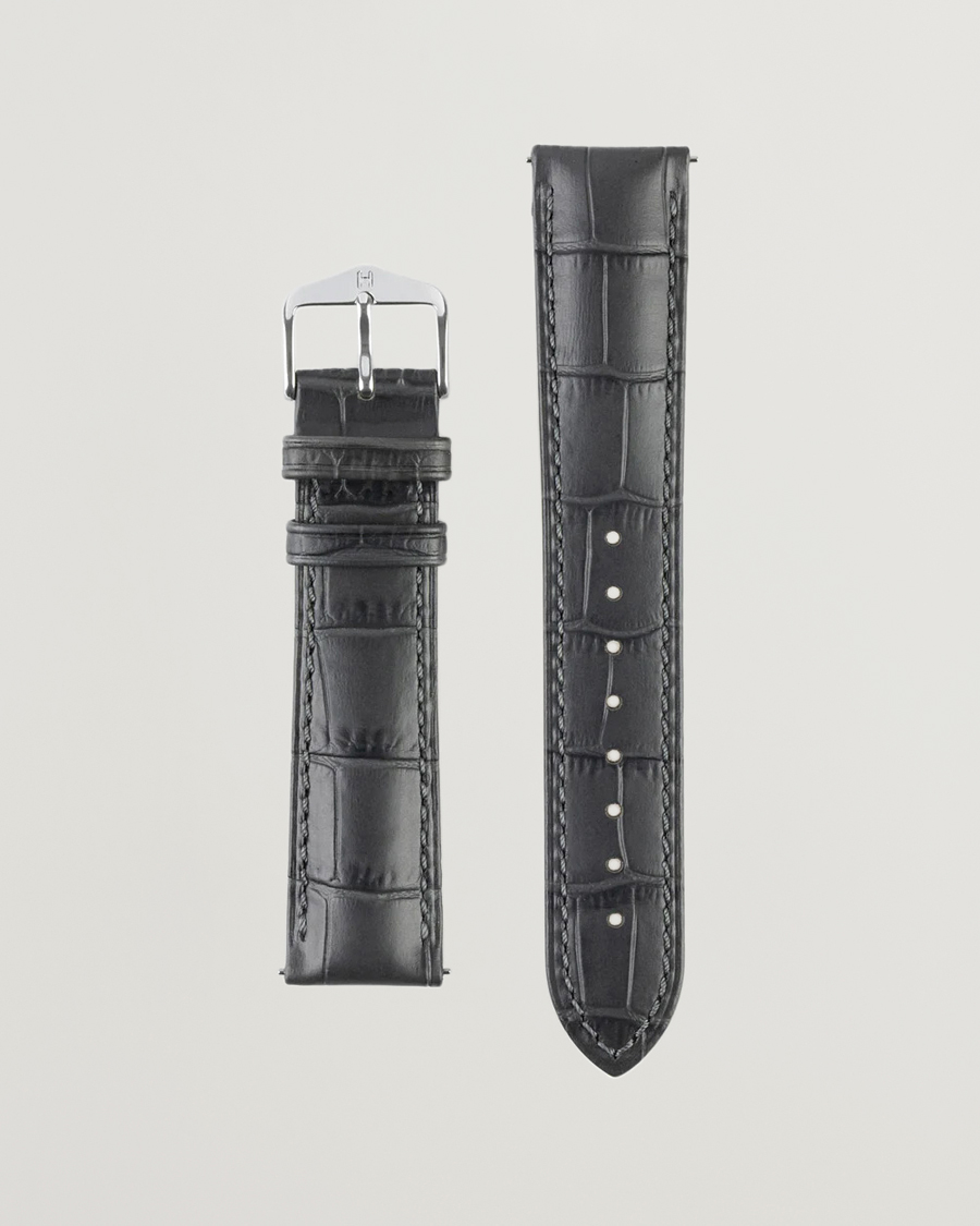 Homme | Bracelets De Montres | HIRSCH | Duke Embossed Leather Watch Strap Grey
