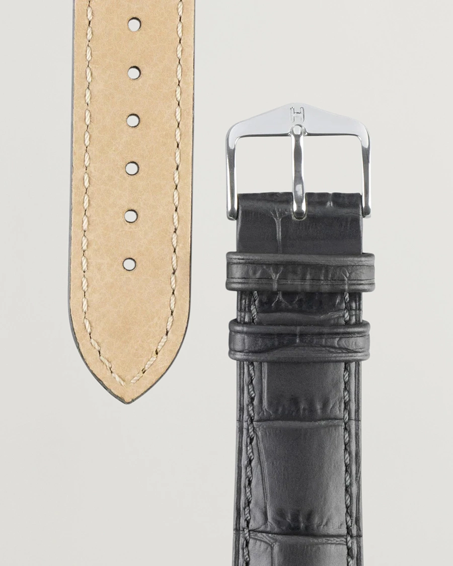 Homme | Bracelets De Montres | HIRSCH | Duke Embossed Leather Watch Strap Grey