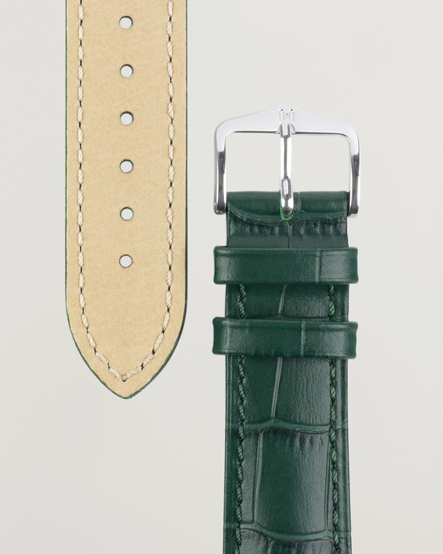 Homme |  | HIRSCH | Duke Embossed Leather Watch Strap Green