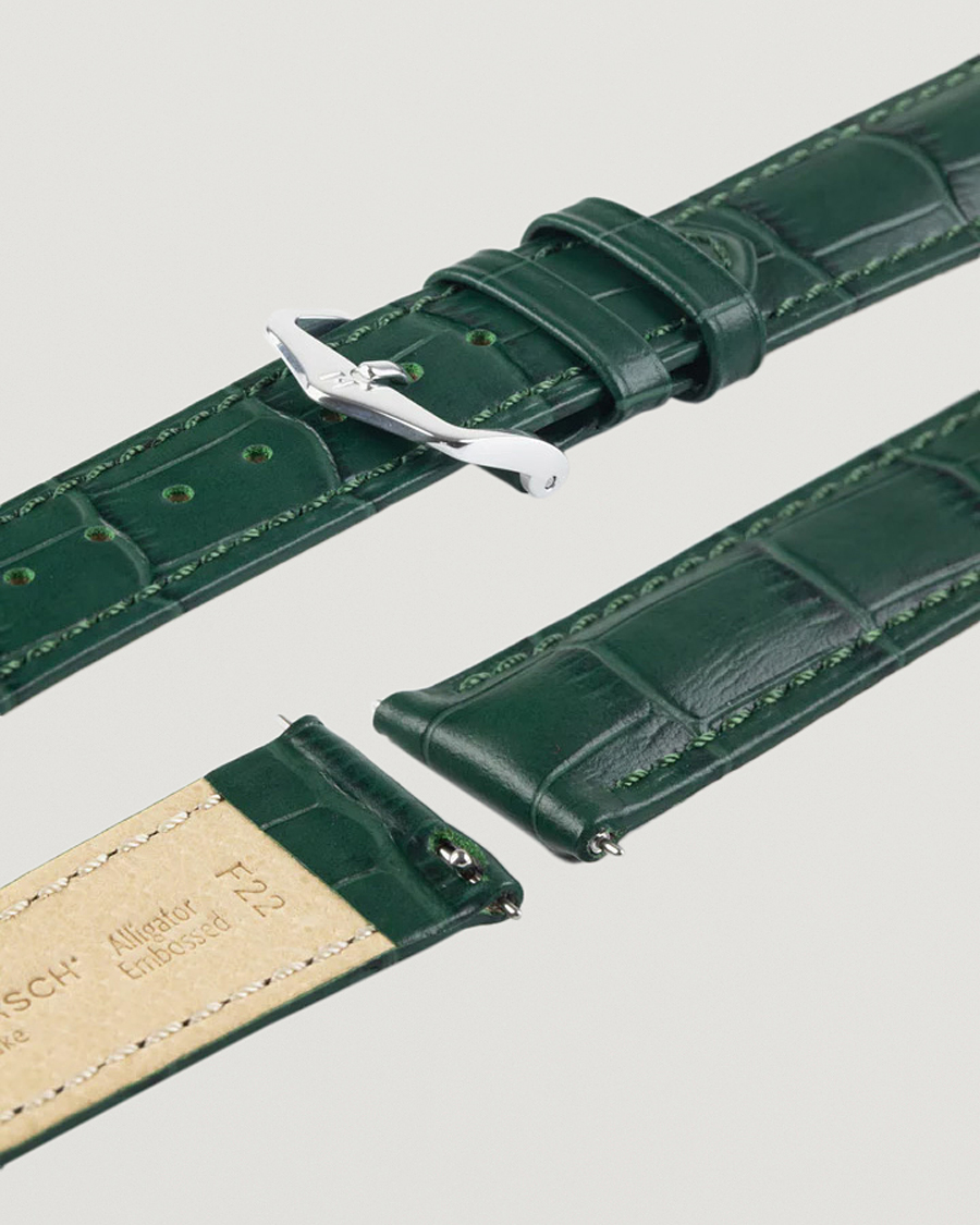 Homme | Bracelets De Montres | HIRSCH | Duke Embossed Leather Watch Strap Green