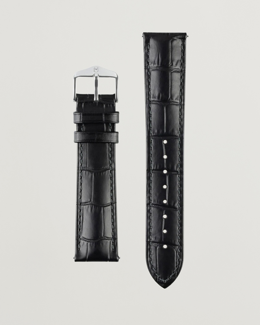 Homme | Bracelets De Montres | HIRSCH | Duke Embossed Leather Watch Strap Black