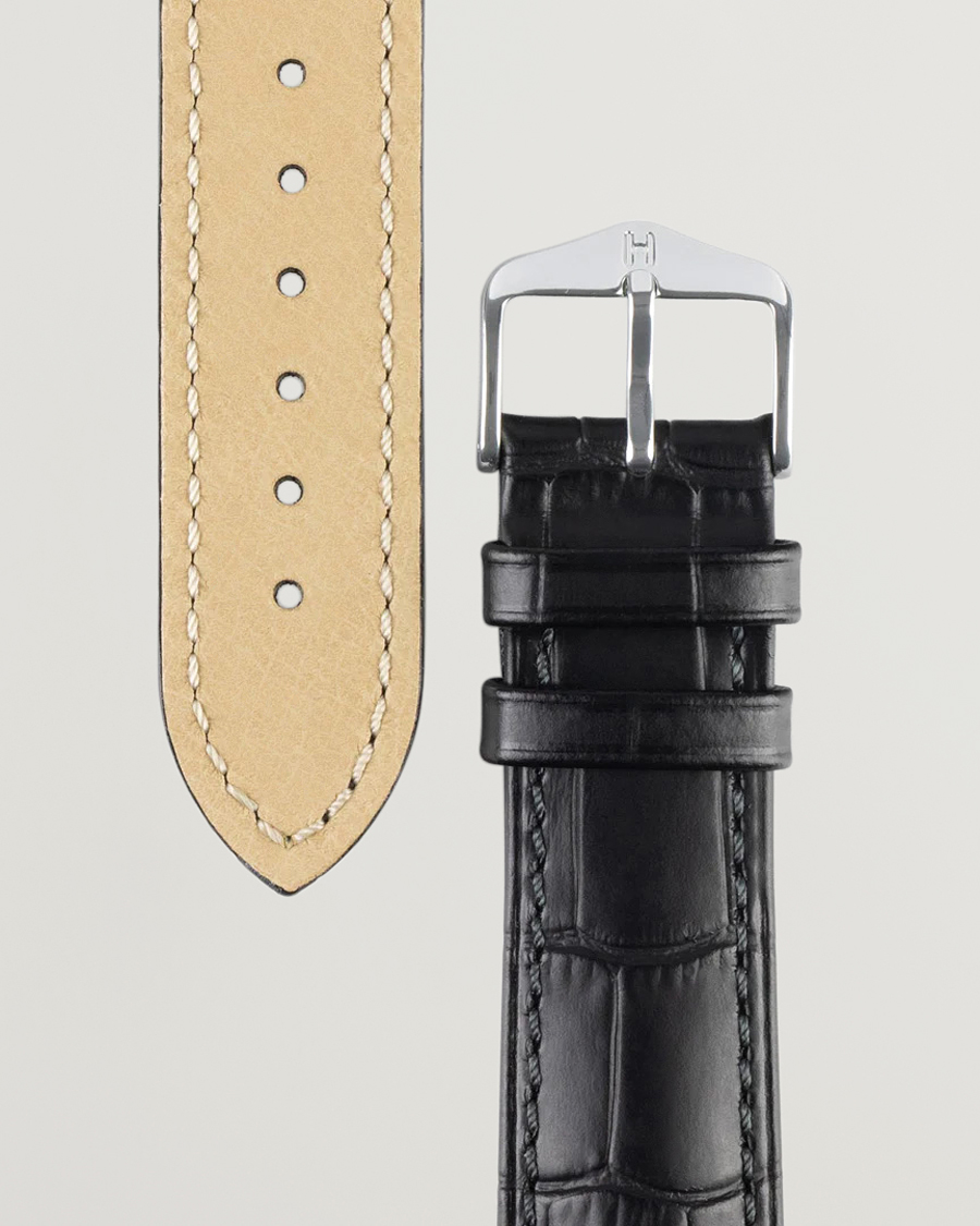 Homme | Bracelets De Montres | HIRSCH | Duke Embossed Leather Watch Strap Black