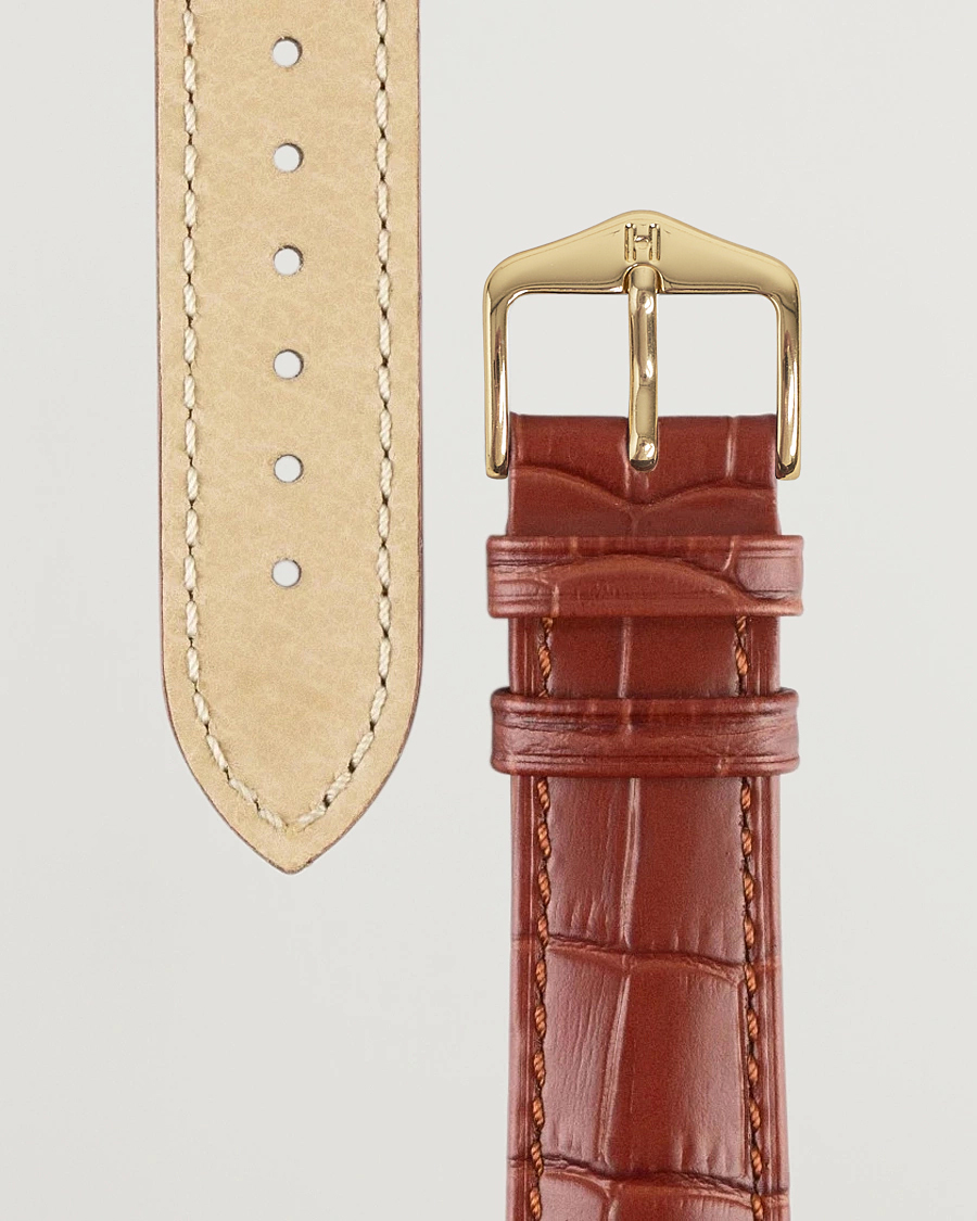 Homme | Bracelets De Montres | HIRSCH | Duke Embossed Leather Watch Strap Golden Brown