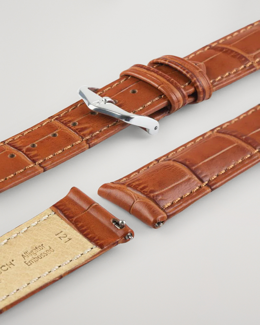Homme | Bracelets De Montres | HIRSCH | Duke Embossed Leather Watch Strap Honey Brown