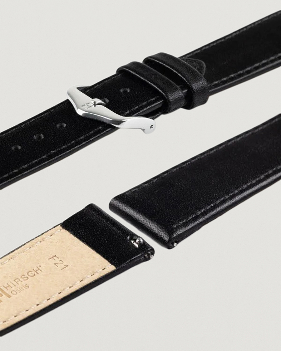 Homme | Bracelets De Montres | HIRSCH | Osiris Calf Leather Watch Strap Black