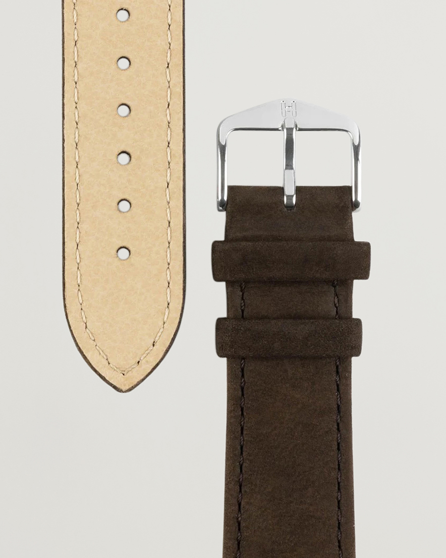 Homme | Bracelets De Montres | HIRSCH | Osiris Calf Leather Nubuck Effect Watch Strap Brown