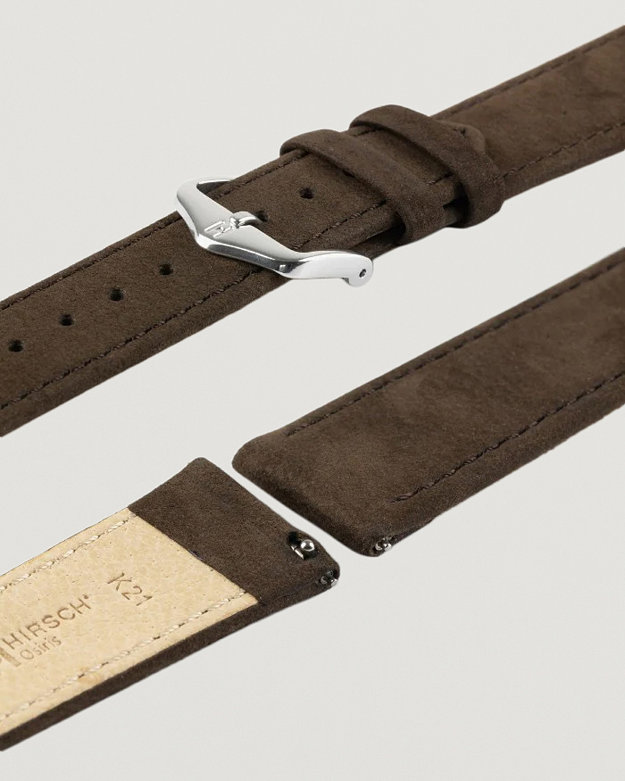 Homme | Bracelets De Montres | HIRSCH | Osiris Calf Leather Nubuck Effect Watch Strap Brown
