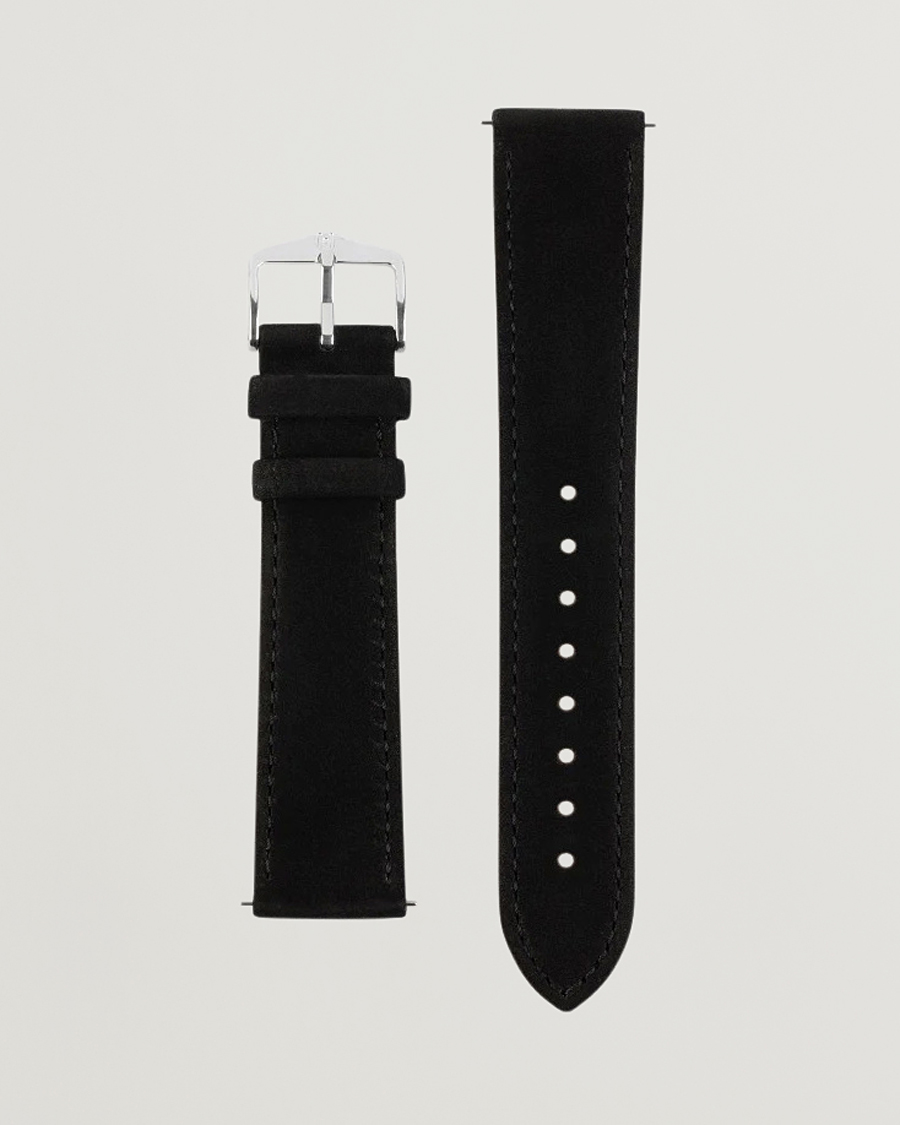 Homme | Bracelets De Montres | HIRSCH | Osiris Calf Leather Nubuck Effect Watch Strap Black