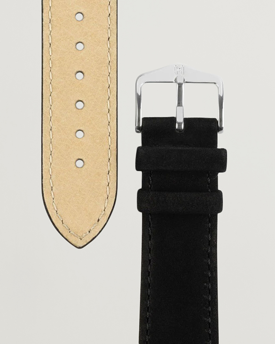 Homme |  | HIRSCH | Osiris Calf Leather Nubuck Effect Watch Strap Black