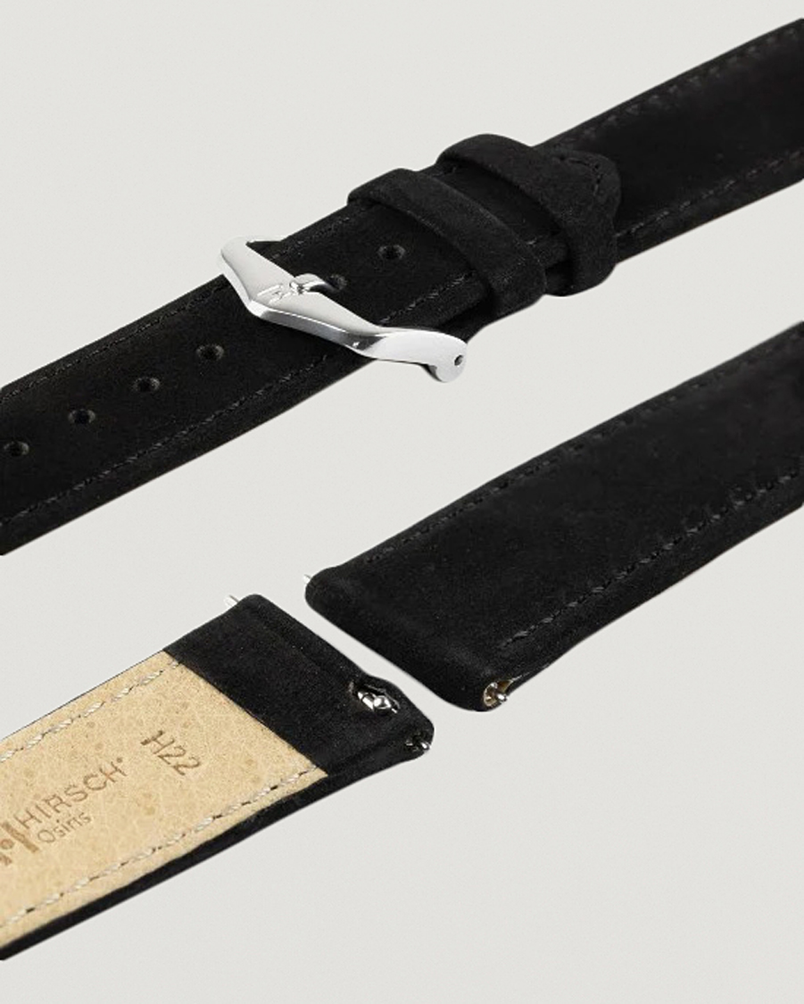 Homme | Bracelets De Montres | HIRSCH | Osiris Calf Leather Nubuck Effect Watch Strap Black