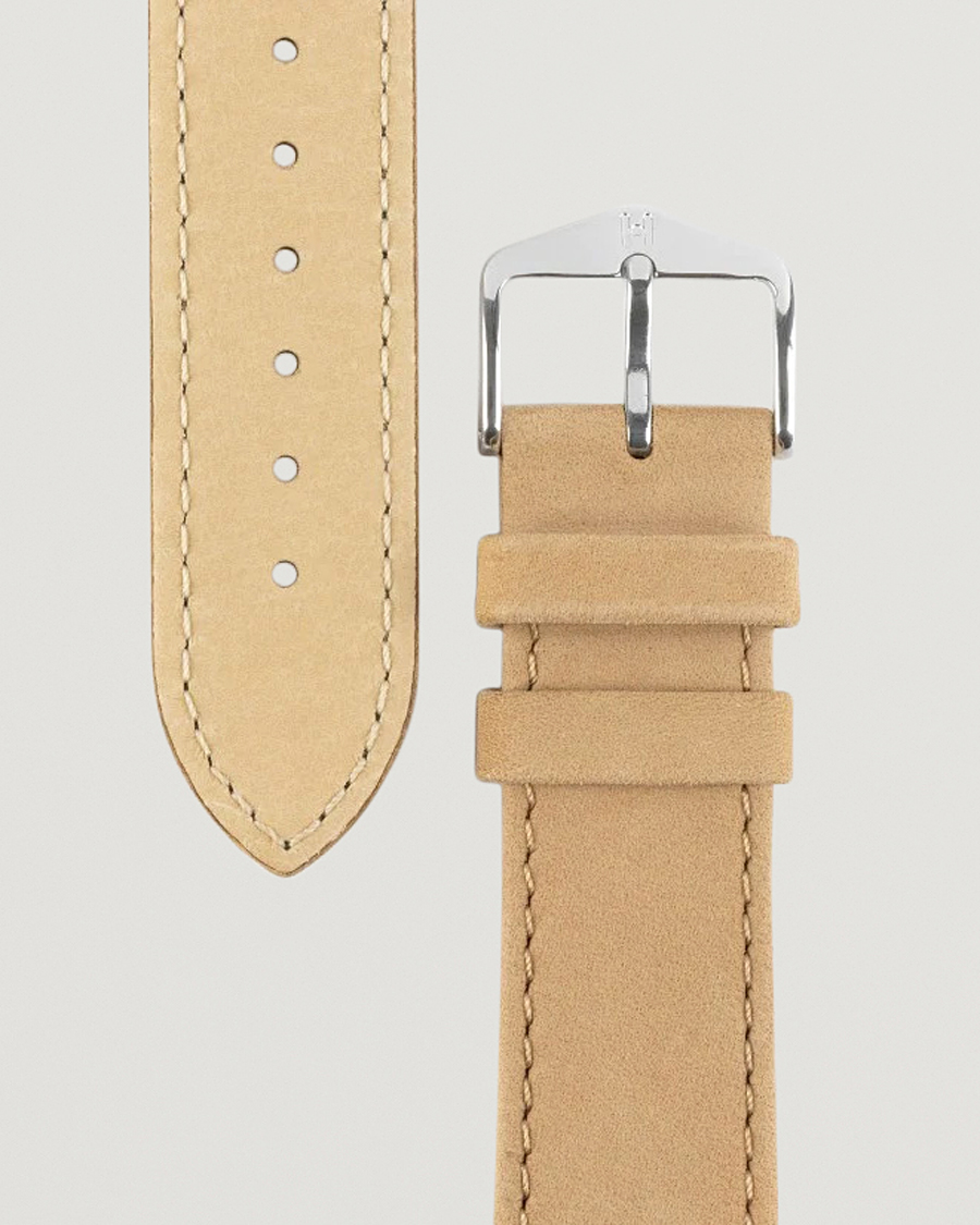 Homme | Bracelets De Montres | HIRSCH | Osiris Calf Leather Nubuck Effect Watch Strap Beige